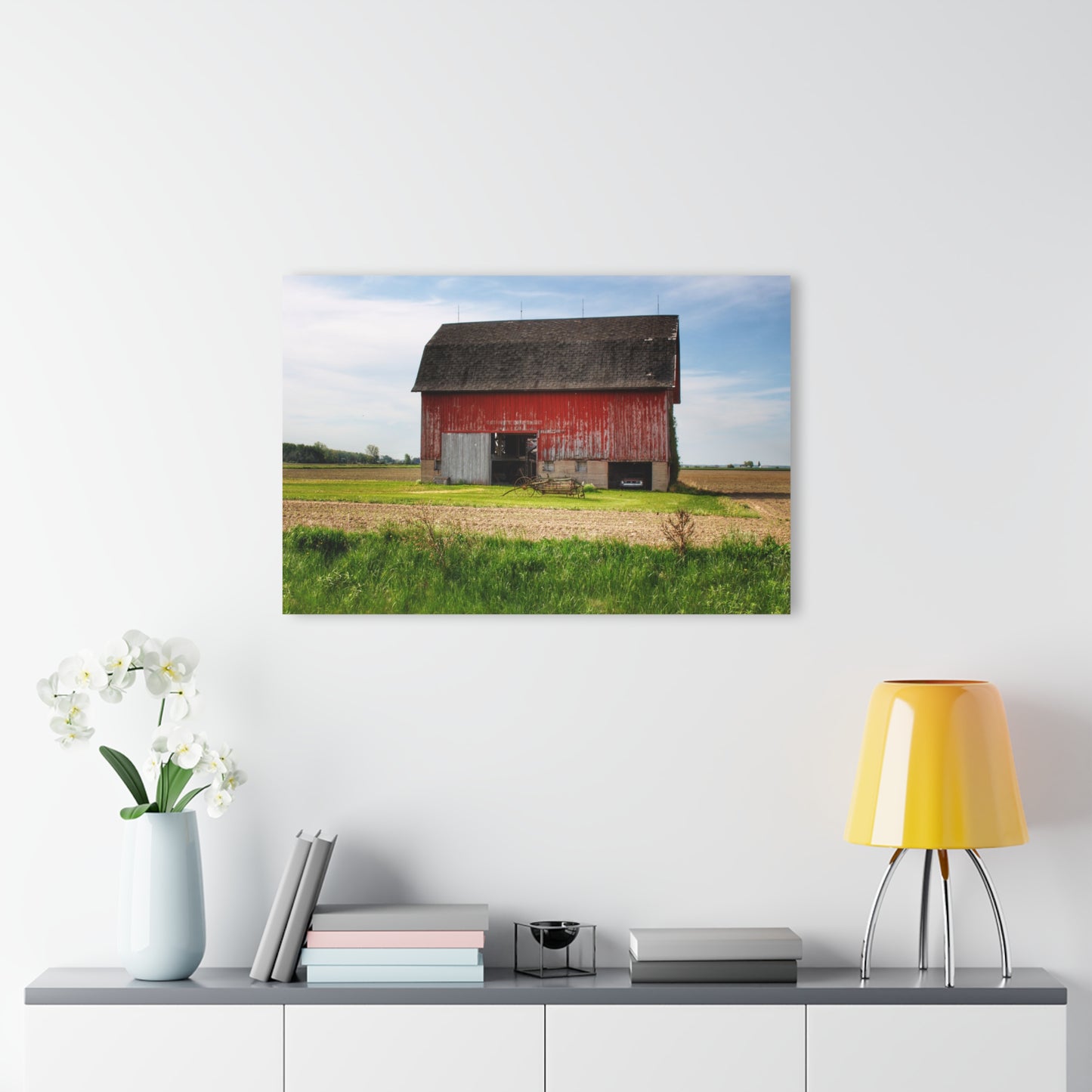 U R There Photography Unionville Elmwood Road Red I Rustic Farmhouse Acrylic Wall Print