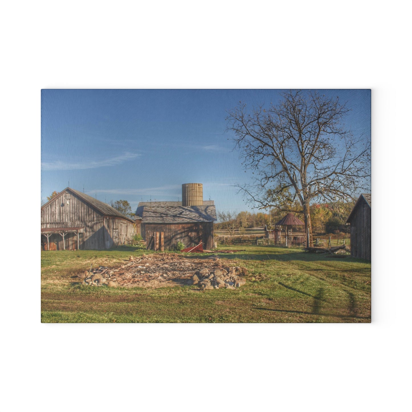 U R There Photography Bowers Road Greys I Rustic Farmhouse Tempered-Glass Cutting Board