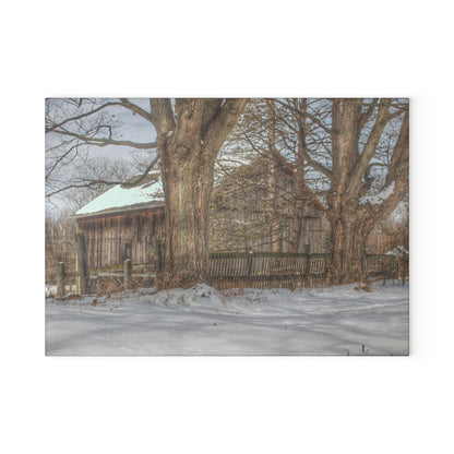 U R There Photography English Road Grey Rustic Farmhouse Tempered-Glass Cutting Board