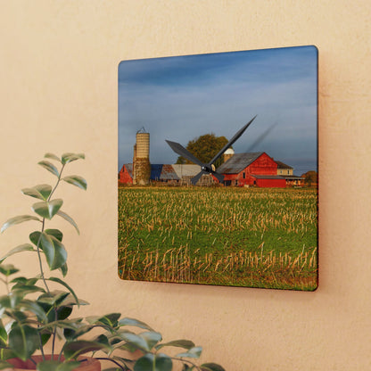 U R There Photography Maple Valley Farm Rustic Farmhouse Acrylic Analog Wall Clock