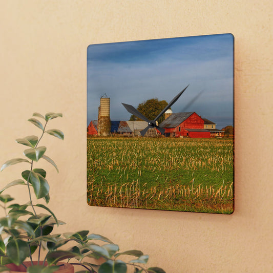 U R There Photography Maple Valley Farm Rustic Farmhouse Acrylic Analog Wall Clock