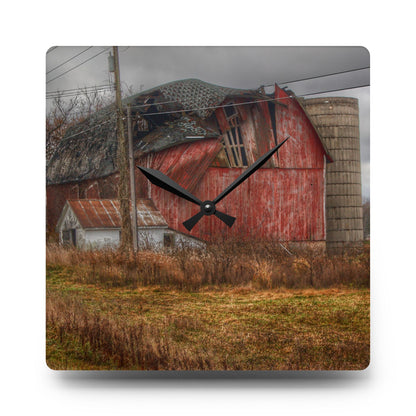 U R There Photography German Road Forgotten Red I Rustic Farmhouse Acrylic Analog Wall Clock