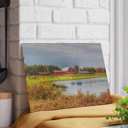 U R There Photography Oakwood Reds Rustic Farmhouse Tempered-Glass Cutting Board