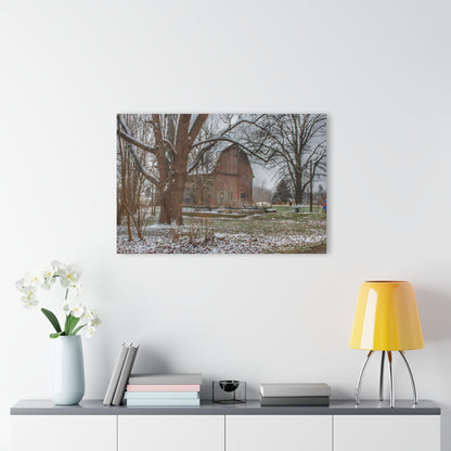 U R There Photography Bishop Road Winter Red Rustic Farmhouse Acrylic Wall Print