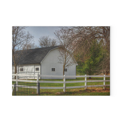 U R There Photography Collins Road White Rustic Farmhouse Tempered-Glass Cutting Board