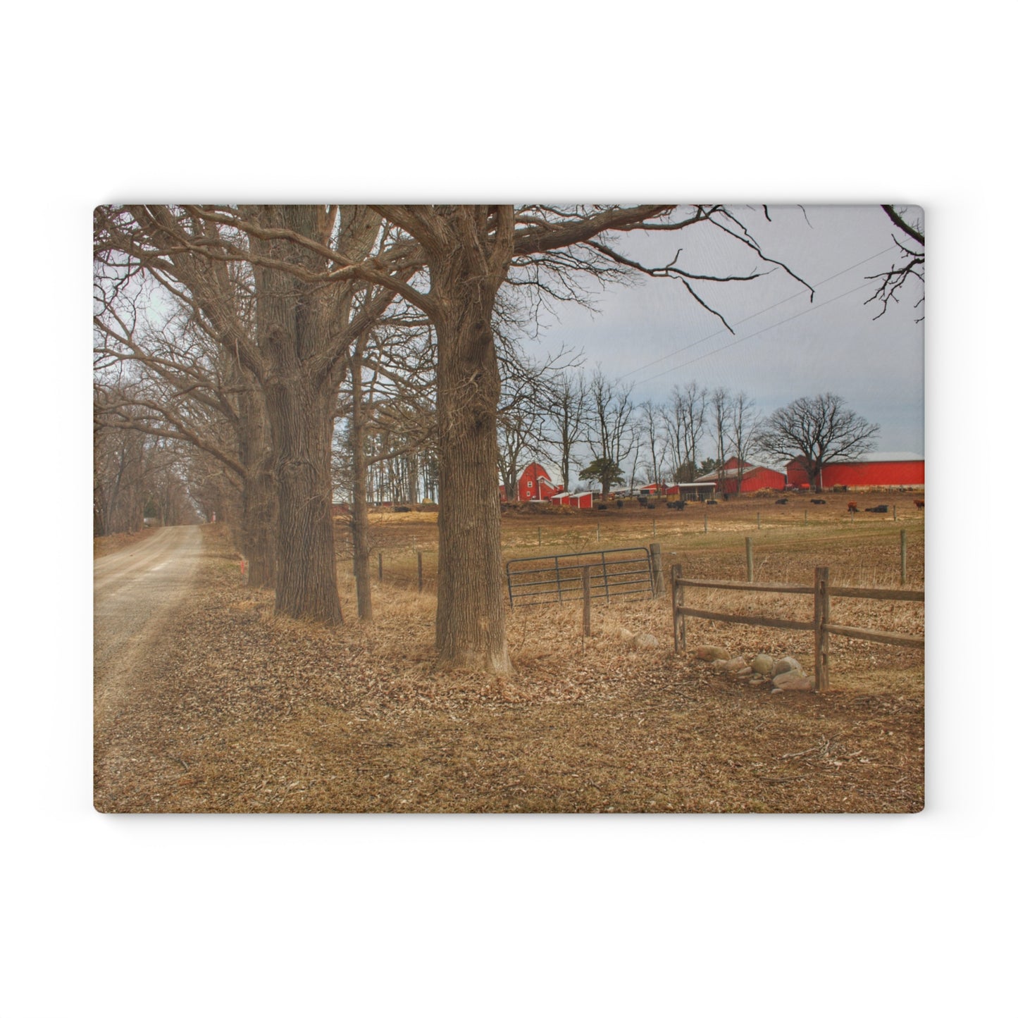 U R There Photography Wilder Road Cow Farm Rustic Farmhouse Tempered-Glass Cutting Board