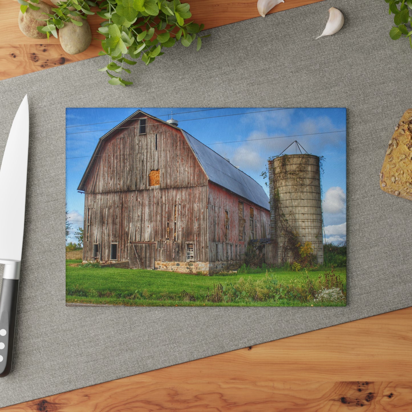 U R There Photography North Irish Red II Rustic Farmhouse Tempered-Glass Cutting Board