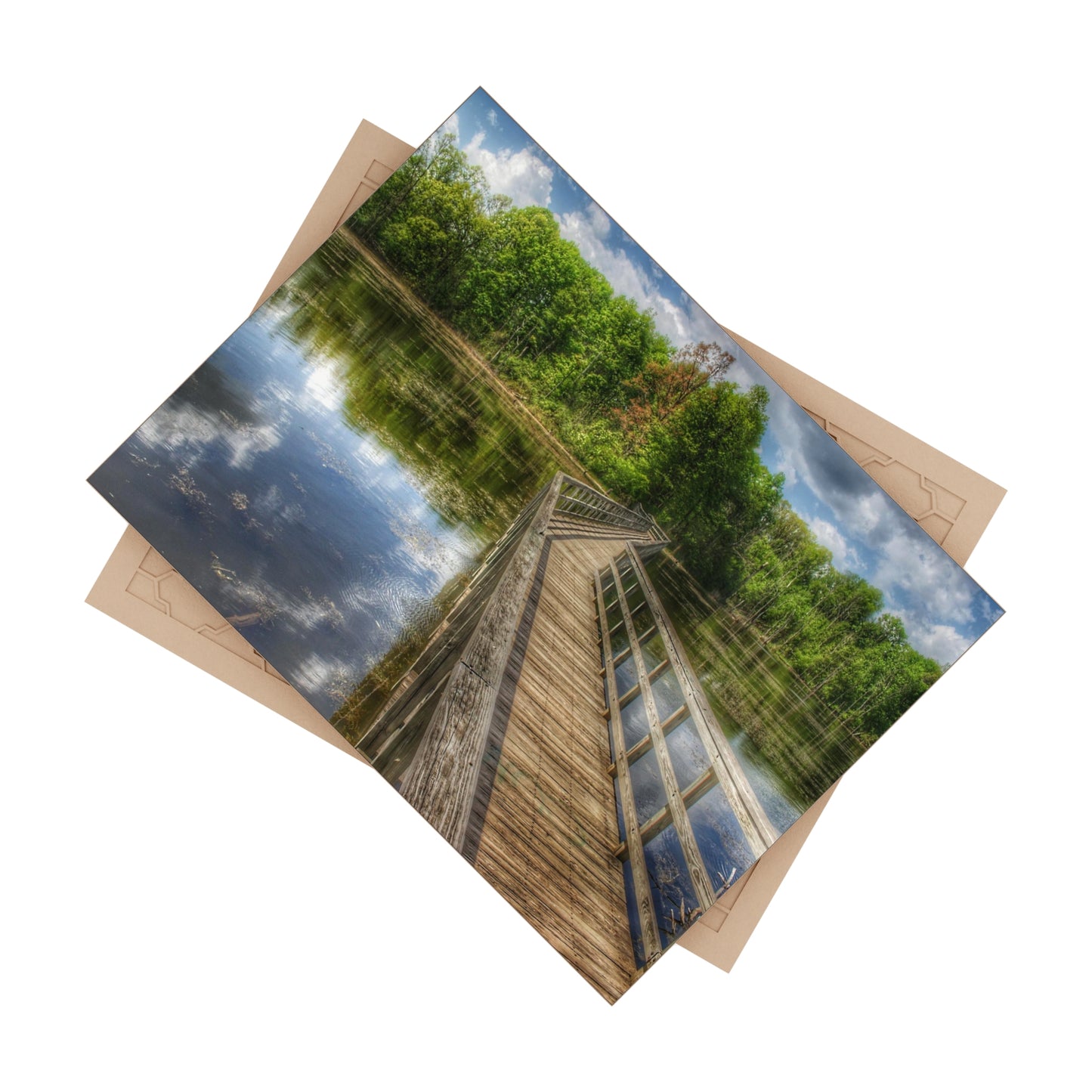 U R There Photography Linear Park Bridge in Lapeer III Rustic Farmhouse Decorative Ceramic Tile