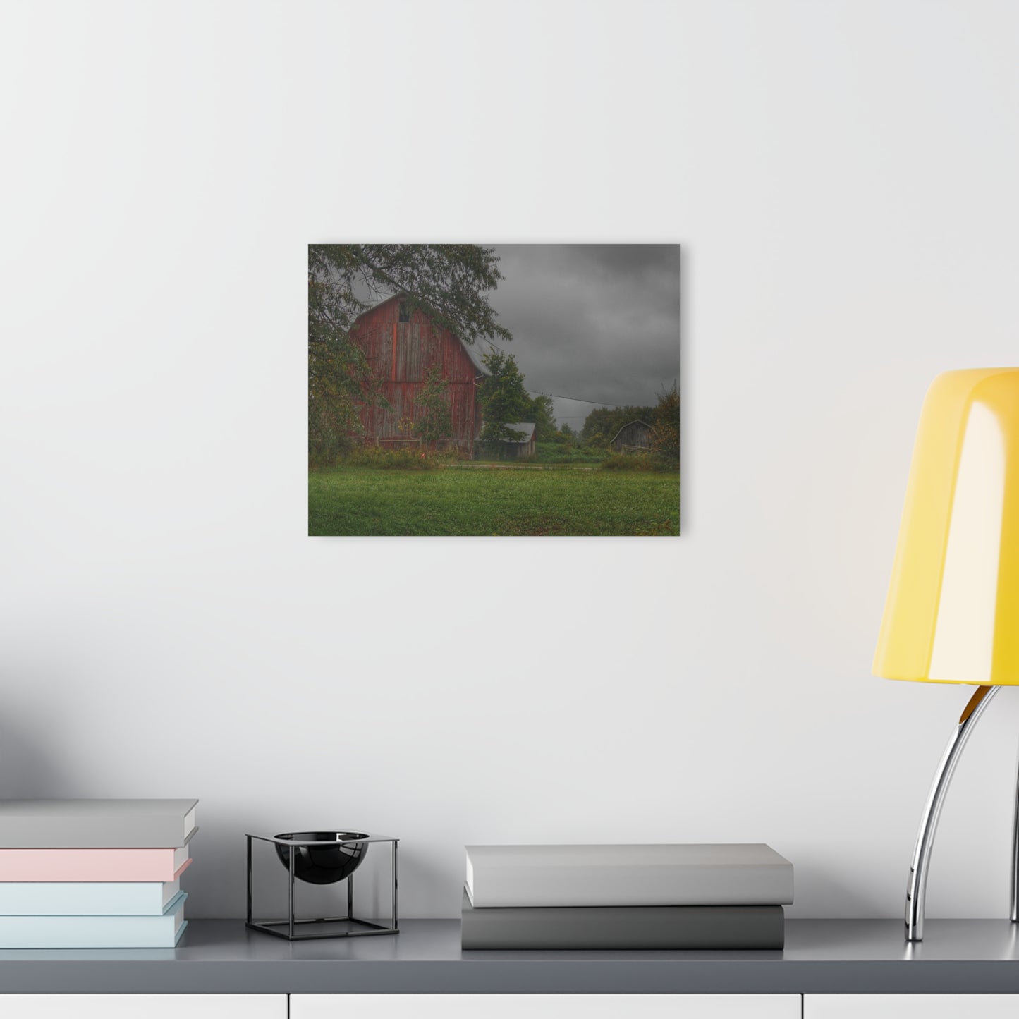 U R There Photography Columbiaville Red and Little Grey Rustic Farmhouse Acrylic Wall Print