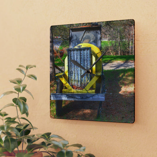 U R There Photography Hickory Place Yard Art I Rustic Farmhouse Acrylic Analog Wall Clock