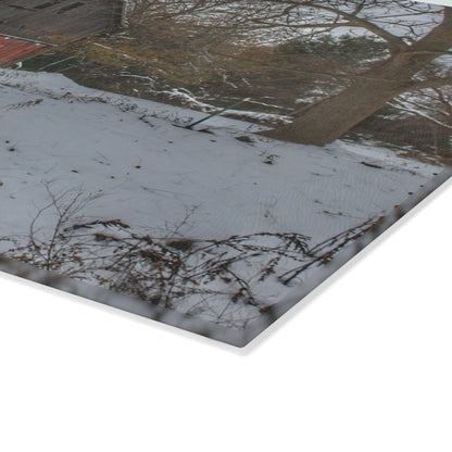 U R There Photography Hayes Road Grey in Winter II Rustic Farmhouse Tempered-Glass Cutting Board