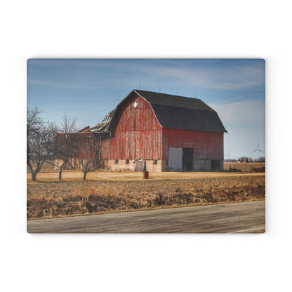 U R There Photography Elmwood Forgotten Apple Red Rustic Farmhouse Tempered-Glass Cutting Board