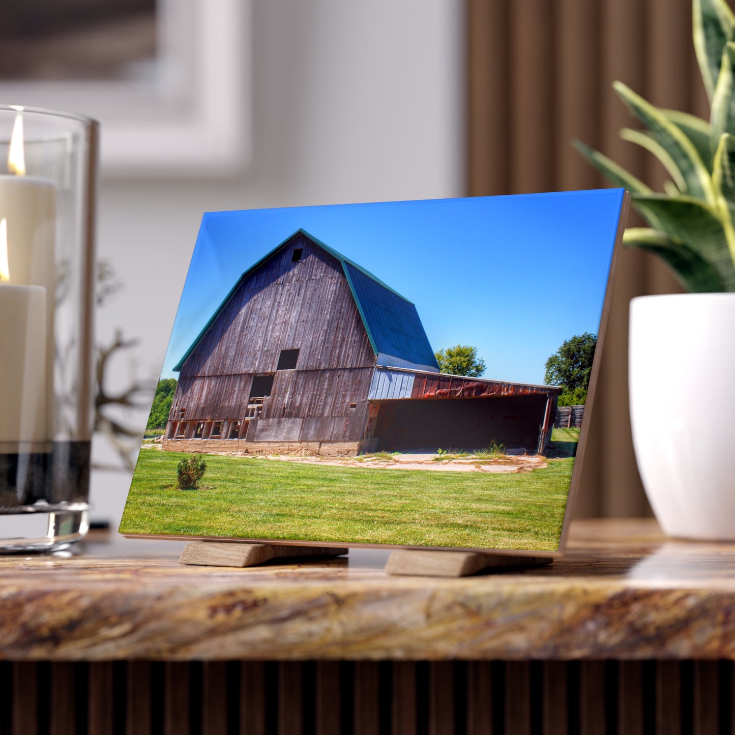 U R There Photography Bishop Grey I Rustic Farmhouse Decorative Ceramic Tile