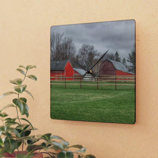 U R There Photography West Lake Road Farm Rustic Farmhouse Acrylic Analog Wall Clock