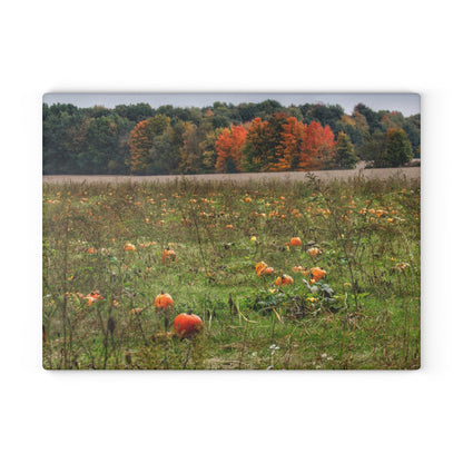 U R There Photography Once Upon a Time in a Pumpkin Patch Rustic Farmhouse Tempered-Glass Cutting Board