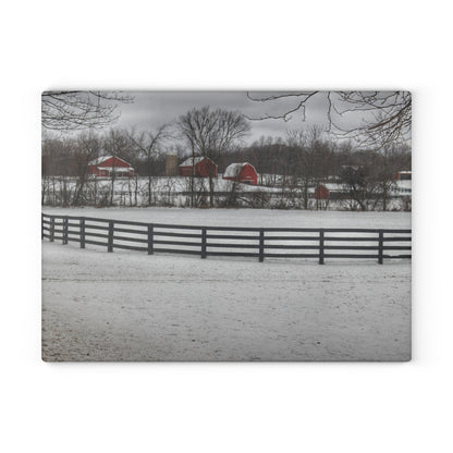 U R There Photography Barns of Barber Road II Rustic Farmhouse Tempered-Glass Cutting Board