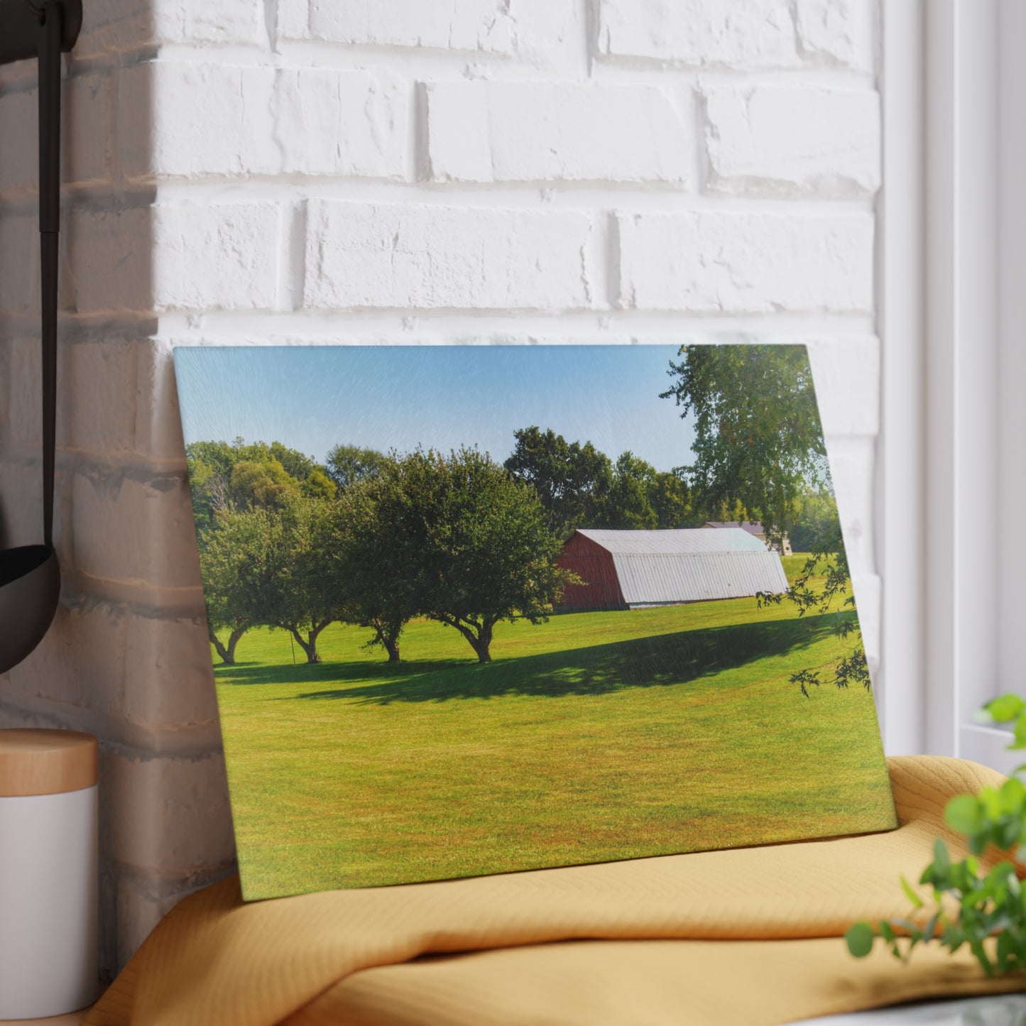 U R There Photography Lake Pleasant Road Hidden Quonset Rustic Farmhouse Tempered-Glass Cutting Board