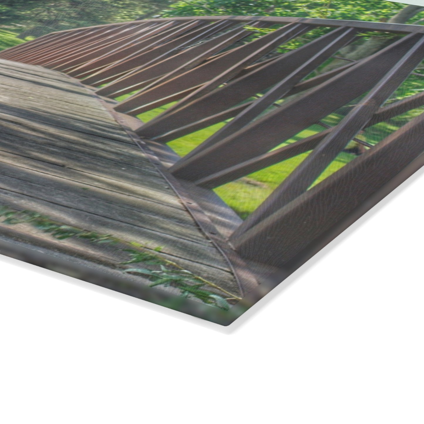 U R There Photography Cramton Park Kiwanis Bridge Rustic Farmhouse Tempered-Glass Cutting Board