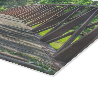U R There Photography Cramton Park Kiwanis Bridge Rustic Farmhouse Tempered-Glass Cutting Board