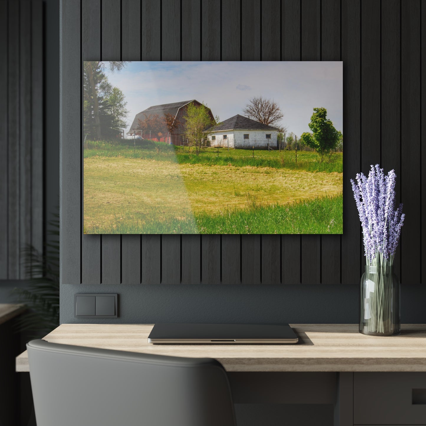 U R There Photography Colwood Hidden Red and Little White Rustic Farmhouse Acrylic Wall Print