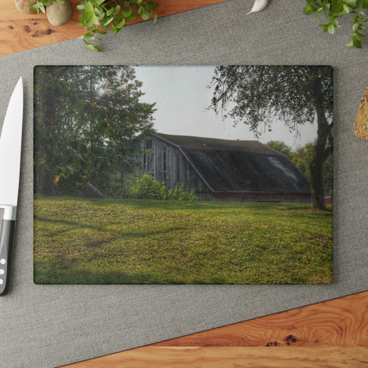 U R There Photography Hidden on Schott Road Rustic Farmhouse Tempered-Glass Cutting Board