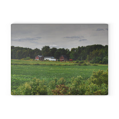 U R There Photography Across the Field in Silverwood Rustic Farmhouse Tempered-Glass Cutting Board