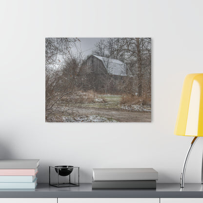 U R There Photography Bishop Road Winter Grey Rustic Farmhouse Acrylic Wall Print 14 "x 11"