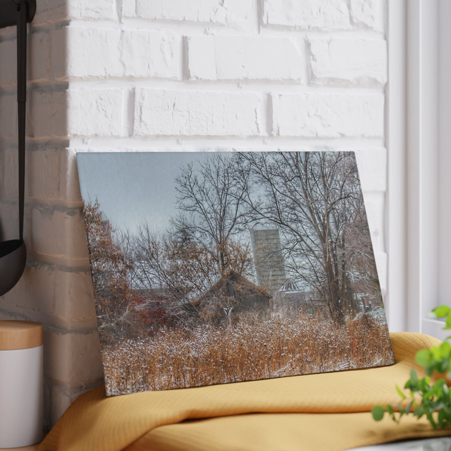 U R There Photography Wale Road Hidden Grey Rustic Farmhouse Tempered-Glass Cutting Board