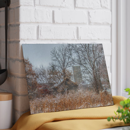 U R There Photography Wale Road Hidden Grey Rustic Farmhouse Tempered-Glass Cutting Board