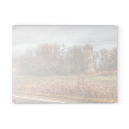 U R There Photography Burnside Road Grey II Rustic Farmhouse Tempered-Glass Cutting Board