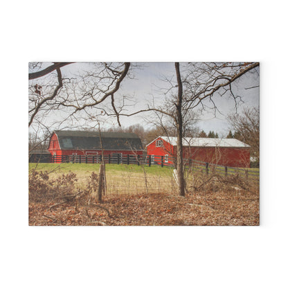 U R There Photography Hidden Hosner Reds Rustic Farmhouse Tempered-Glass Cutting Board