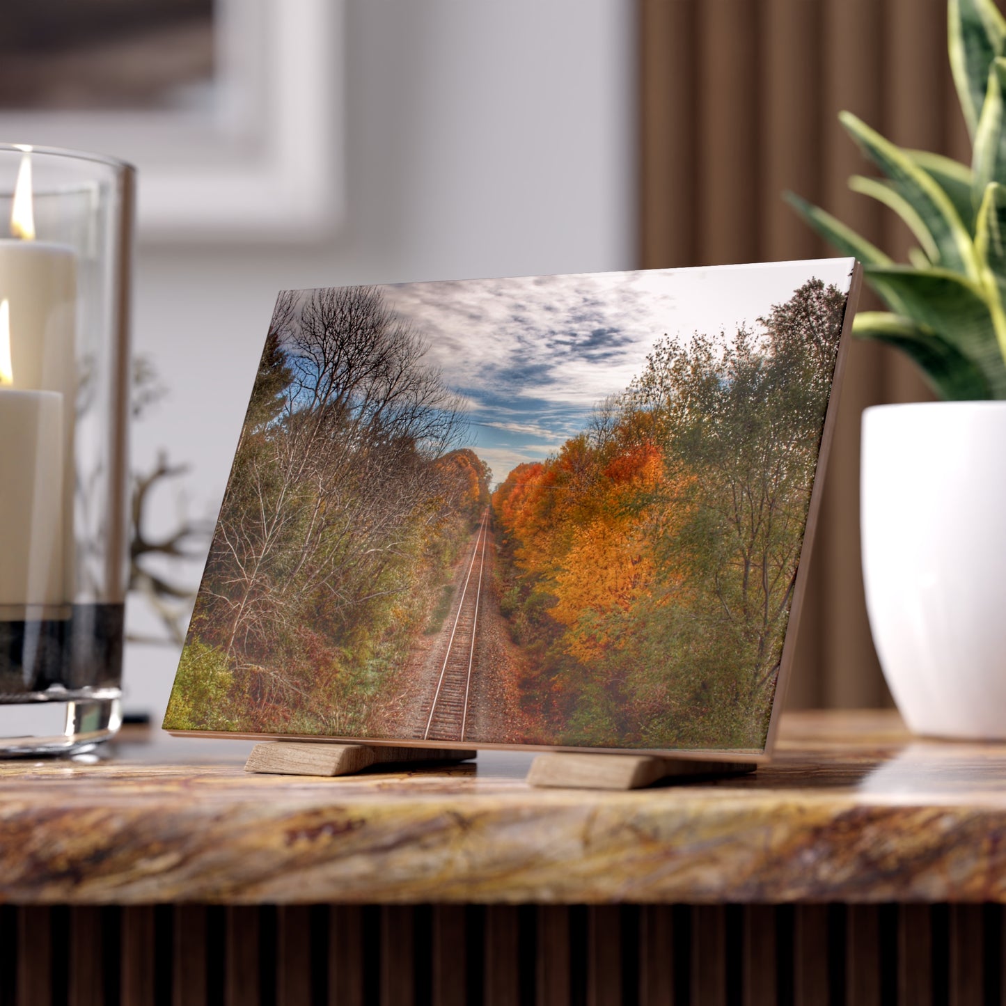 U R There Photography Above the Tracks in Vassar Rustic Farmhouse Decorative Ceramic Tile