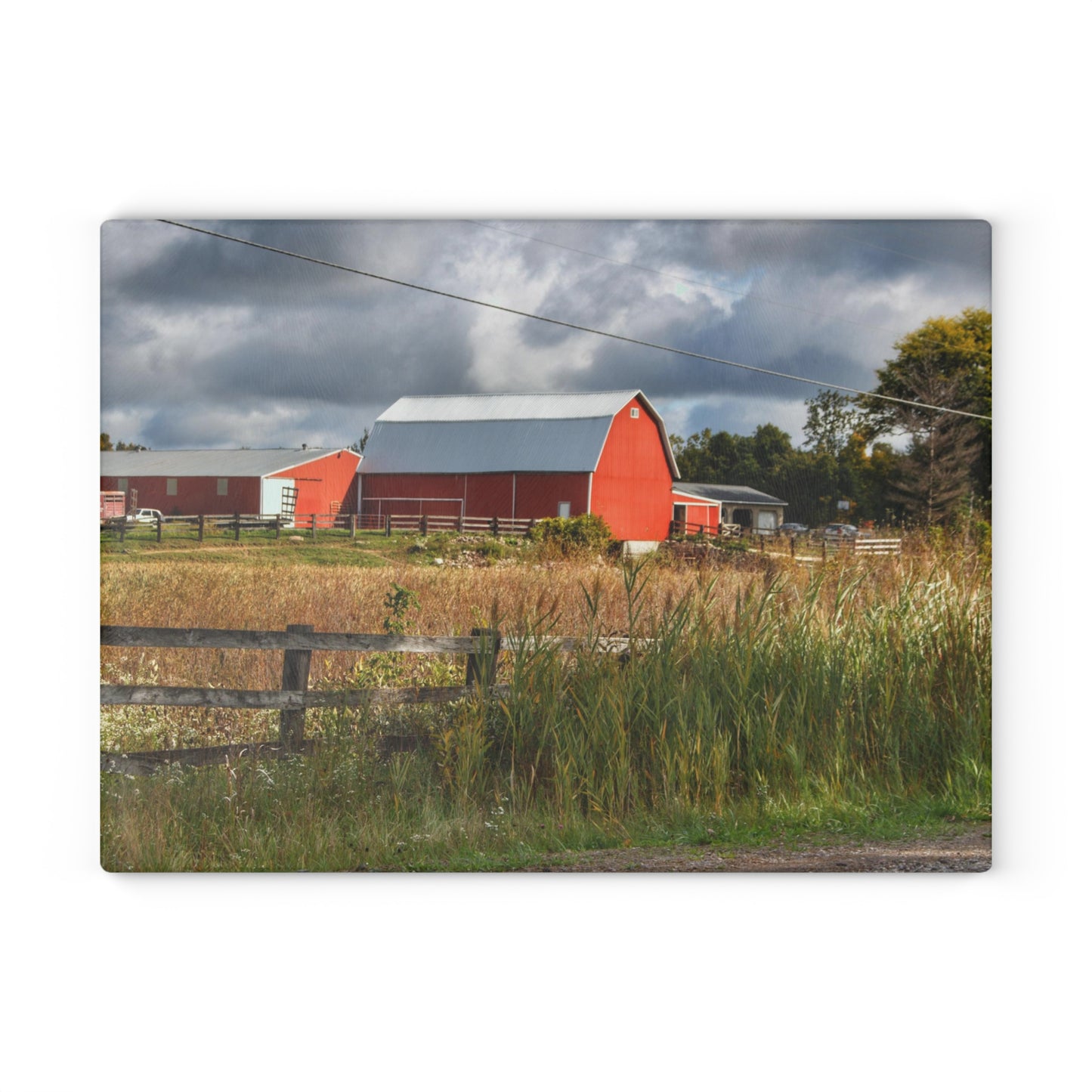 U R There Photography Beyond the Fence on Richfield Road Rustic Farmhouse Tempered-Glass Cutting Board