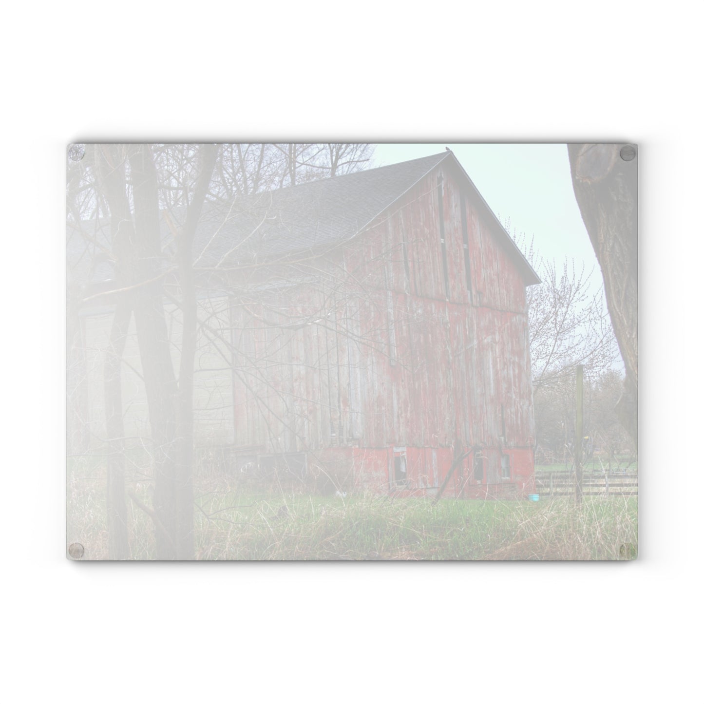 U R There Photography Lake George Red I Rustic Farmhouse Tempered-Glass Cutting Board