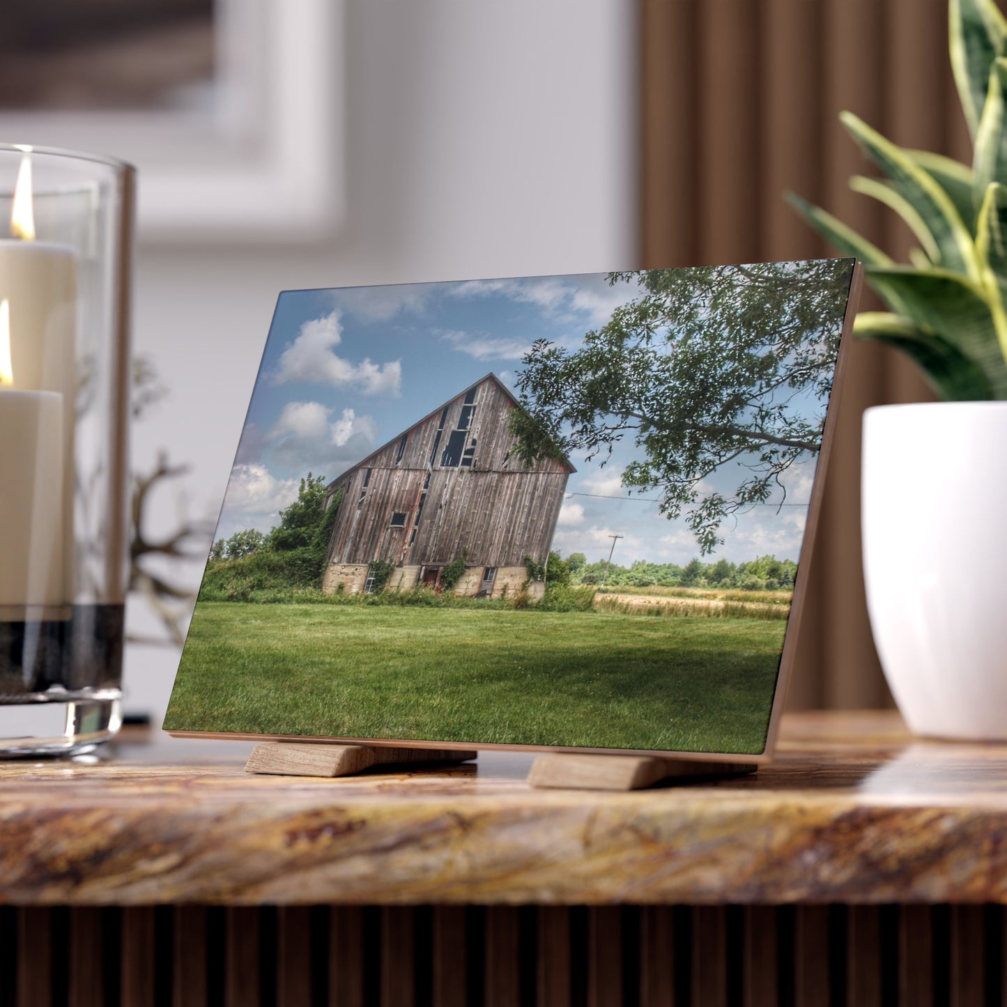 U R There Photography Bohms Road Grey II Rustic Farmhouse Decorative Ceramic Tile