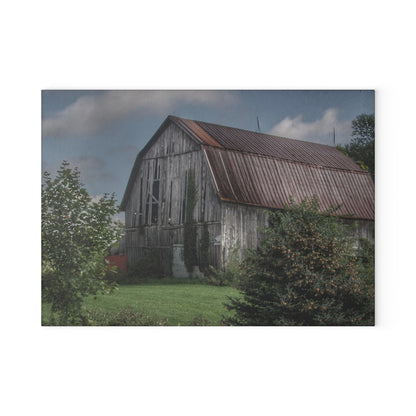 U R There Photography Columbiaville Grey Rustic Farmhouse Tempered-Glass Cutting Board