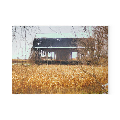 U R There Photography North Oxford Road Grey II Rustic Farmhouse Tempered-Glass Cutting Board