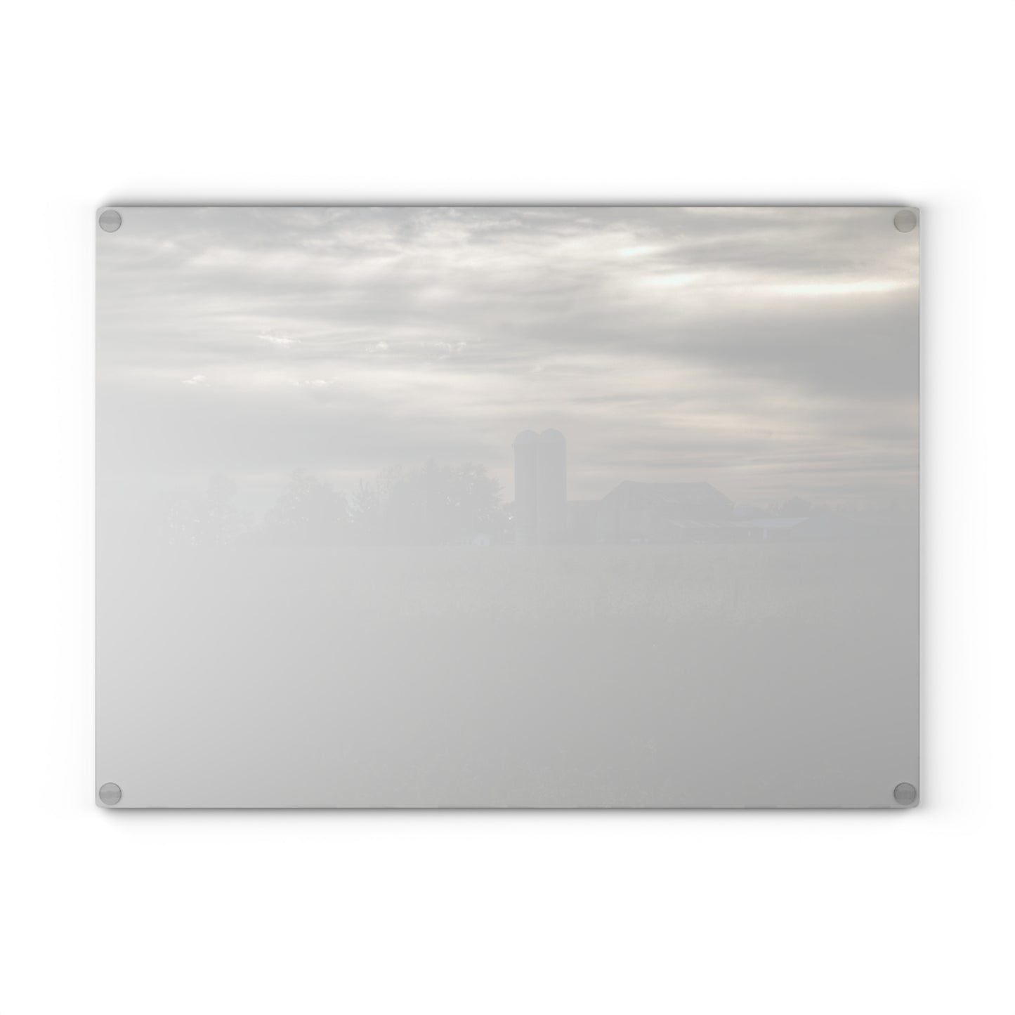 U R There Photography Across the Field on Brown City Road Rustic Farmhouse Tempered-Glass Cutting Board
