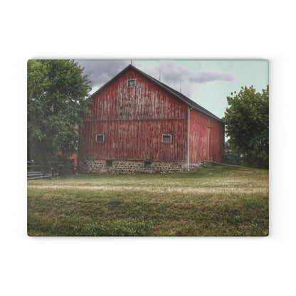 U R There Photography Five Lakes Red II Rustic Farmhouse Tempered-Glass Cutting Board