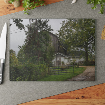 U R There Photography Noble Road Hidden Grey Rustic Farmhouse Tempered-Glass Cutting Board