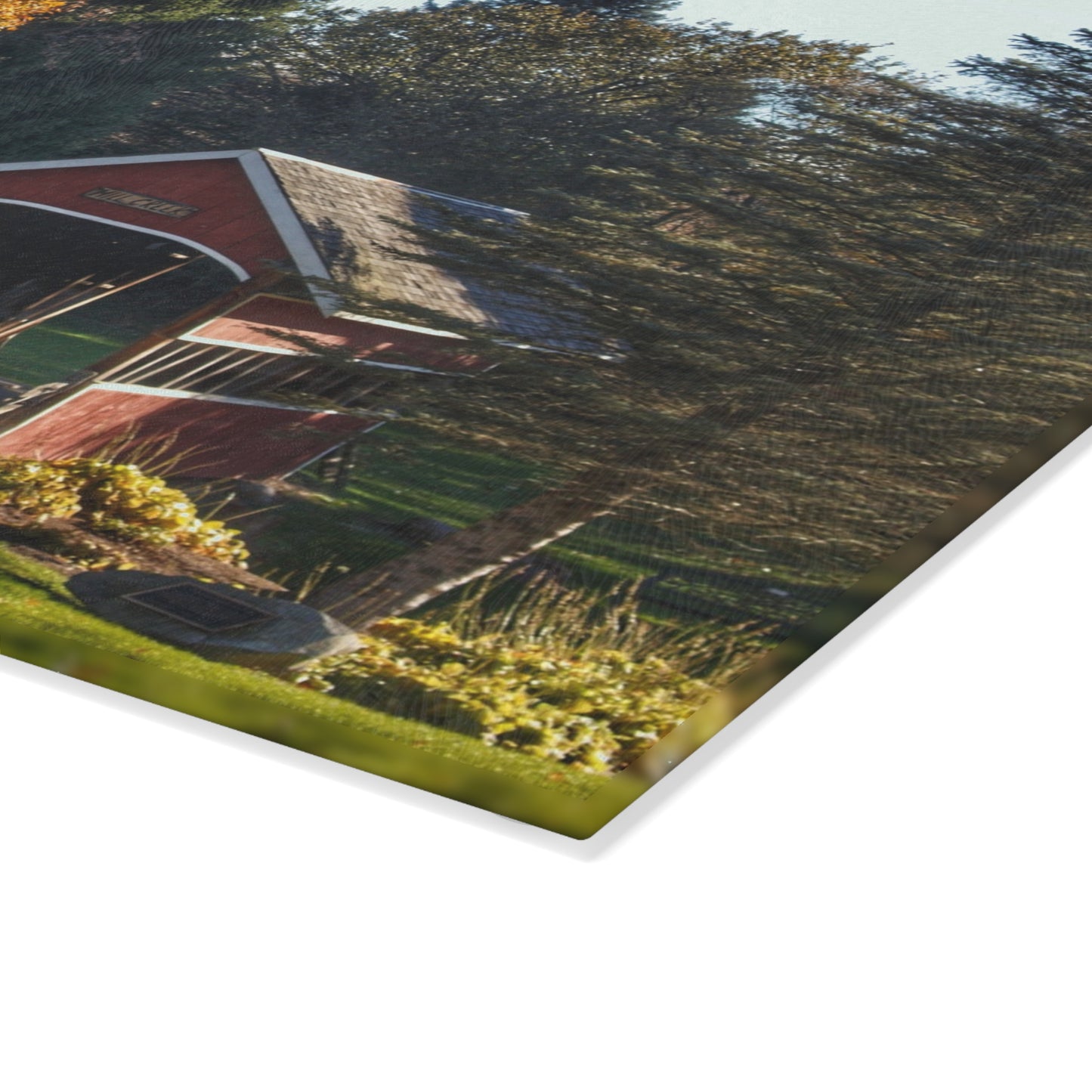 U R There Photography Hadley Covered Bridge II Rustic Farmhouse Tempered-Glass Cutting Board