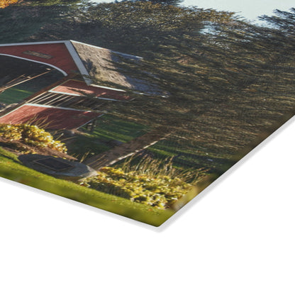U R There Photography Hadley Covered Bridge II Rustic Farmhouse Tempered-Glass Cutting Board