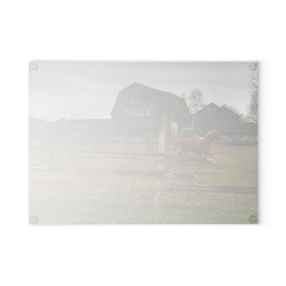 U R There Photography South Summers Road Old Grey and Caramel III Rustic Farmhouse Tempered-Glass Cutting Board