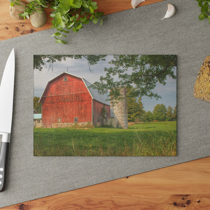 U R There Photography Crawford Road Red I Rustic Farmhouse Tempered-Glass Cutting Board