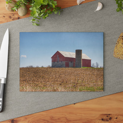 U R There Photography Lee Hill Road Block Red Rustic Farmhouse Tempered-Glass Cutting Board