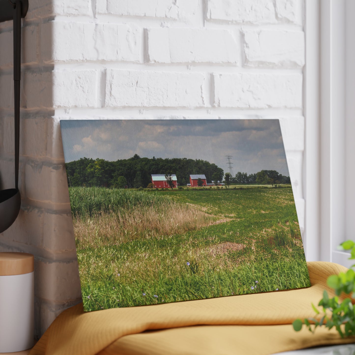 U R There Photography Across the Field in Elba II Rustic Farmhouse Tempered-Glass Cutting Board