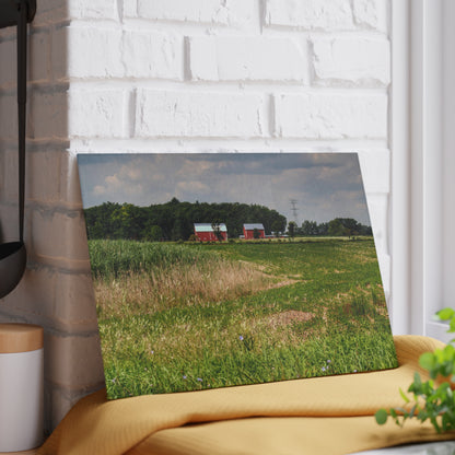U R There Photography Across the Field in Elba II Rustic Farmhouse Tempered-Glass Cutting Board