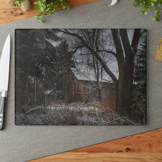 U R There Photography Willard Road Hidden Grey Rustic Farmhouse Tempered-Glass Cutting Board