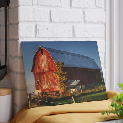 U R There Photography Columbiaville Red III Rustic Farmhouse Tempered-Glass Cutting Board