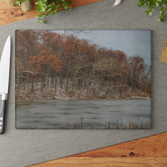 U R There Photography The Freeze of Thornville Rustic Farmhouse Tempered-Glass Cutting Board